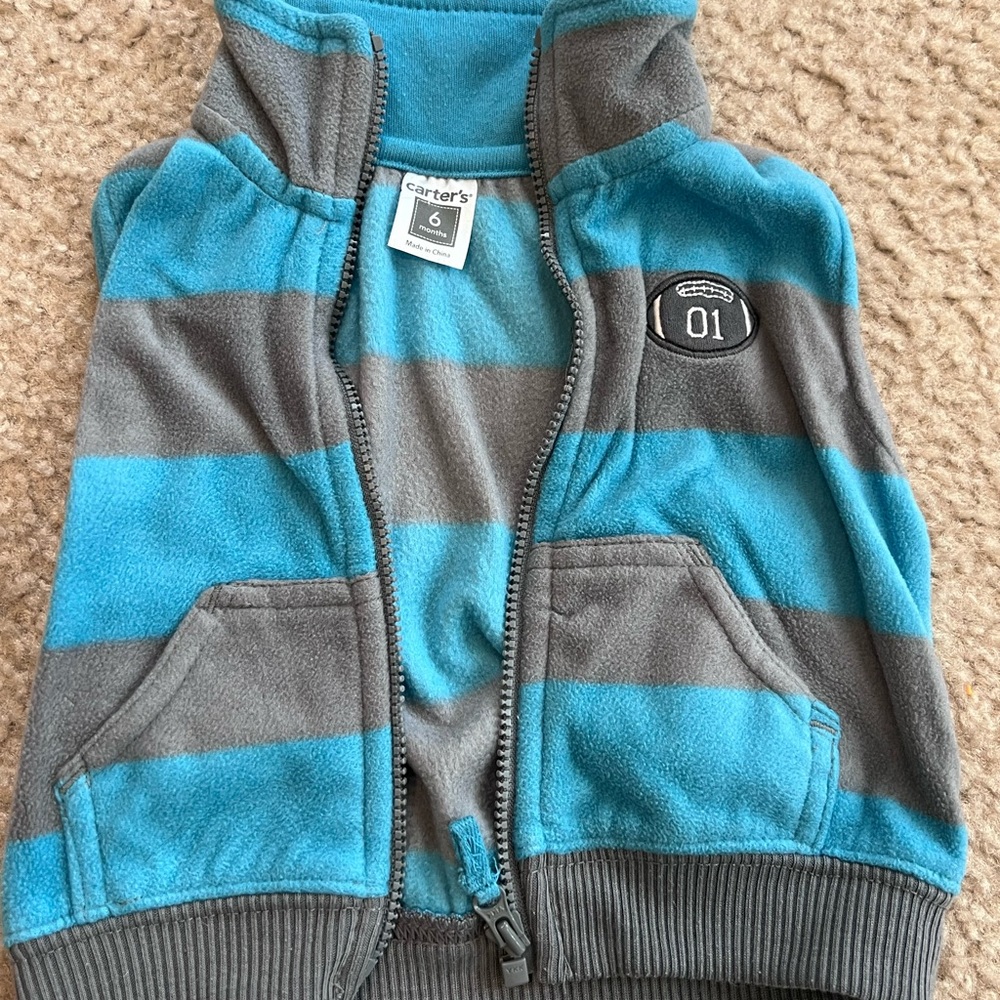 Carter's Blue and Gray Striped Hoodie